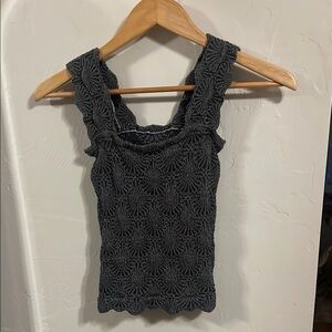 Free People Charcoal Textured Tank Top